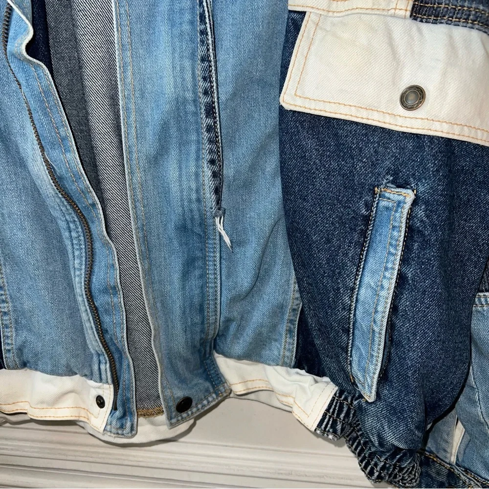 Free People Panel Denim Bomber Jacket - Picture 5 of 8
